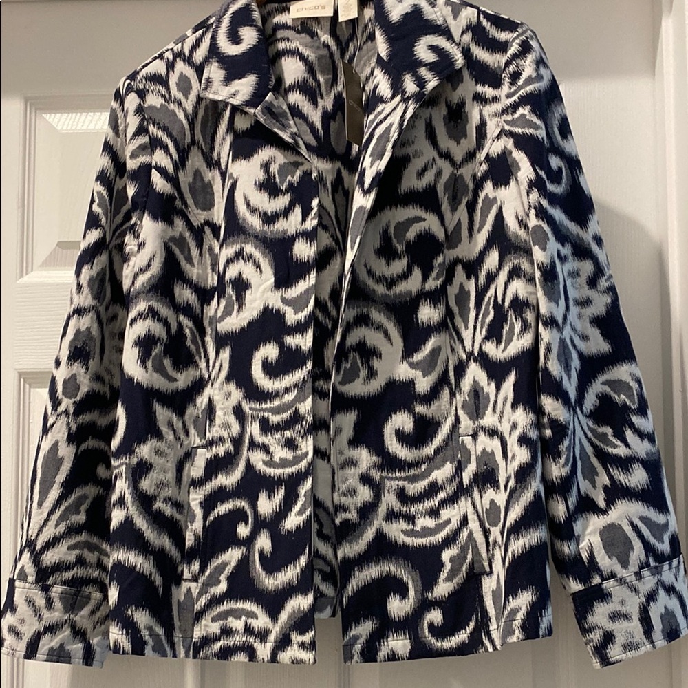 Chico's : Navy and White Patterned Jacket